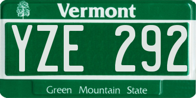 VT license plate YZE292