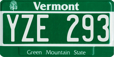 VT license plate YZE293