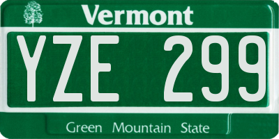 VT license plate YZE299