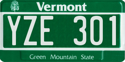 VT license plate YZE301