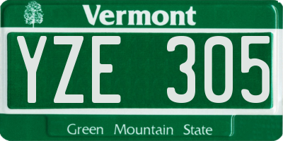 VT license plate YZE305