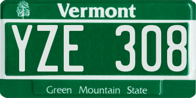 VT license plate YZE308