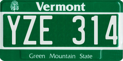 VT license plate YZE314