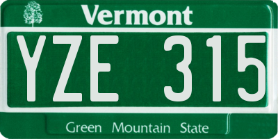 VT license plate YZE315