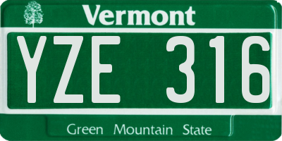 VT license plate YZE316