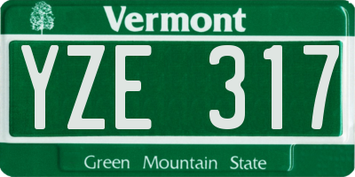 VT license plate YZE317