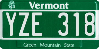 VT license plate YZE318