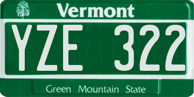 VT license plate YZE322