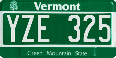 VT license plate YZE325