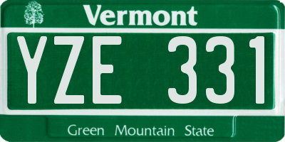 VT license plate YZE331