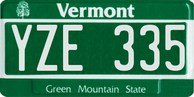 VT license plate YZE335