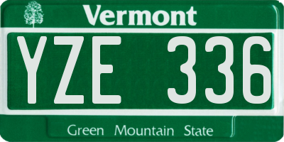 VT license plate YZE336