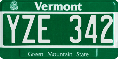 VT license plate YZE342