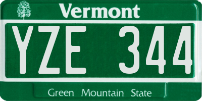 VT license plate YZE344