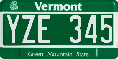 VT license plate YZE345
