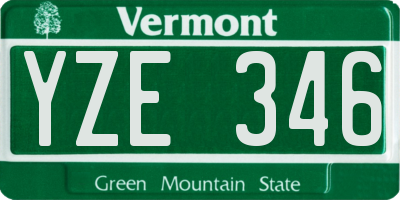 VT license plate YZE346