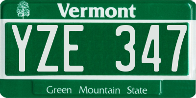 VT license plate YZE347