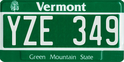 VT license plate YZE349