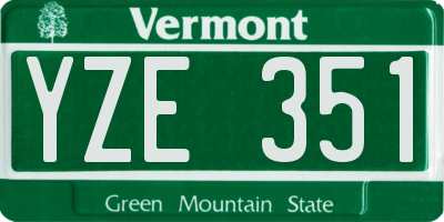 VT license plate YZE351