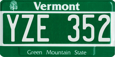 VT license plate YZE352