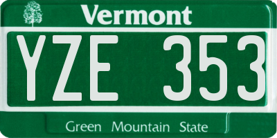 VT license plate YZE353