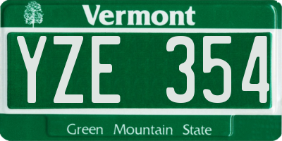 VT license plate YZE354