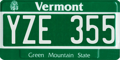 VT license plate YZE355
