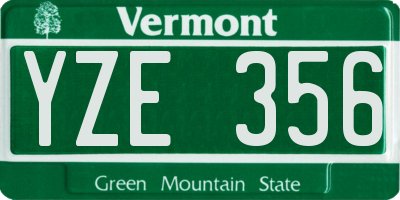 VT license plate YZE356