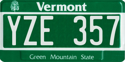 VT license plate YZE357