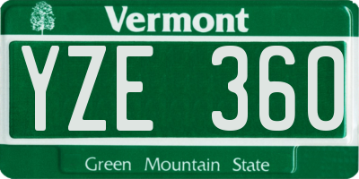 VT license plate YZE360