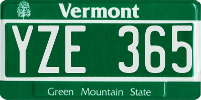 VT license plate YZE365