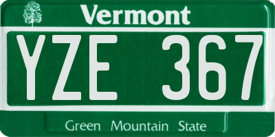 VT license plate YZE367