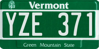 VT license plate YZE371