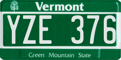 VT license plate YZE376
