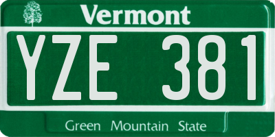 VT license plate YZE381