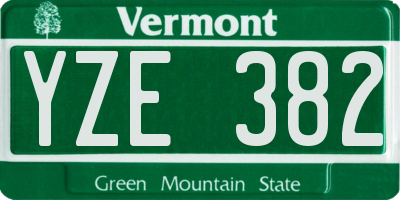VT license plate YZE382