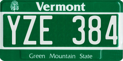 VT license plate YZE384