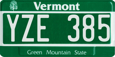 VT license plate YZE385