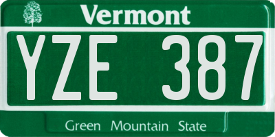 VT license plate YZE387