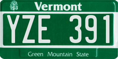 VT license plate YZE391