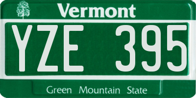 VT license plate YZE395