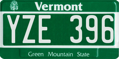 VT license plate YZE396