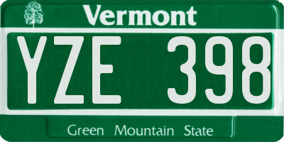 VT license plate YZE398