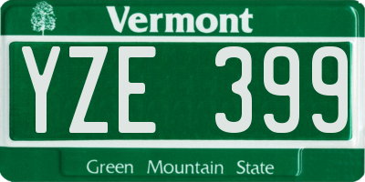 VT license plate YZE399