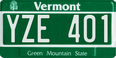 VT license plate YZE401