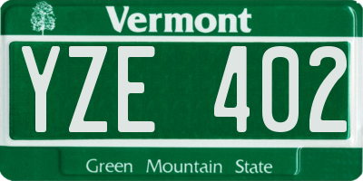 VT license plate YZE402