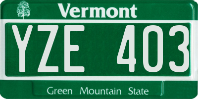 VT license plate YZE403