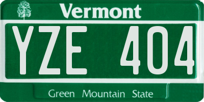 VT license plate YZE404