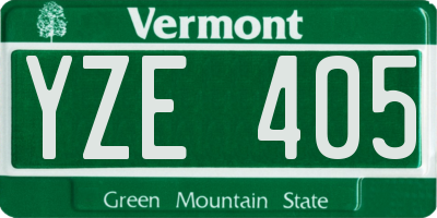 VT license plate YZE405