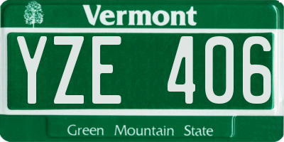 VT license plate YZE406